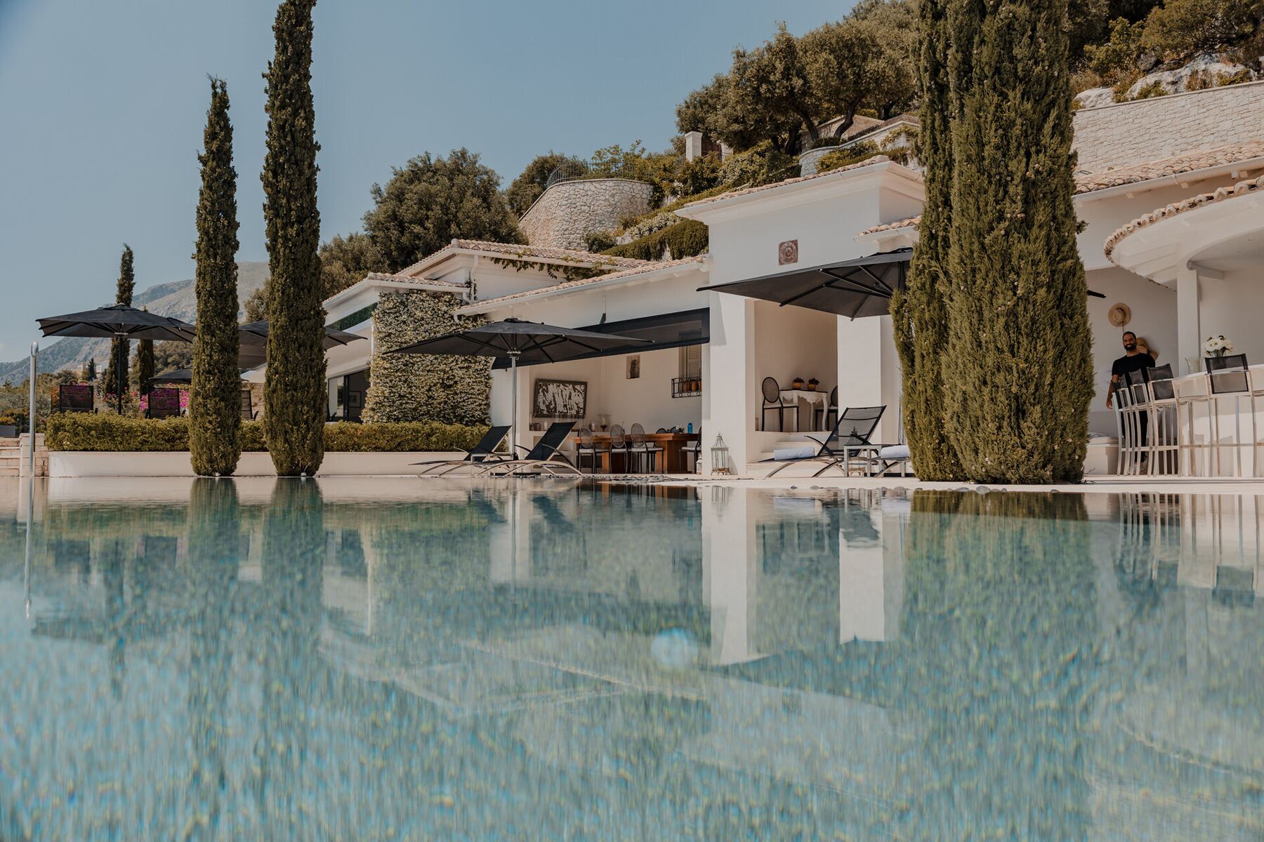Espace piscine, villa de luxe Corfu