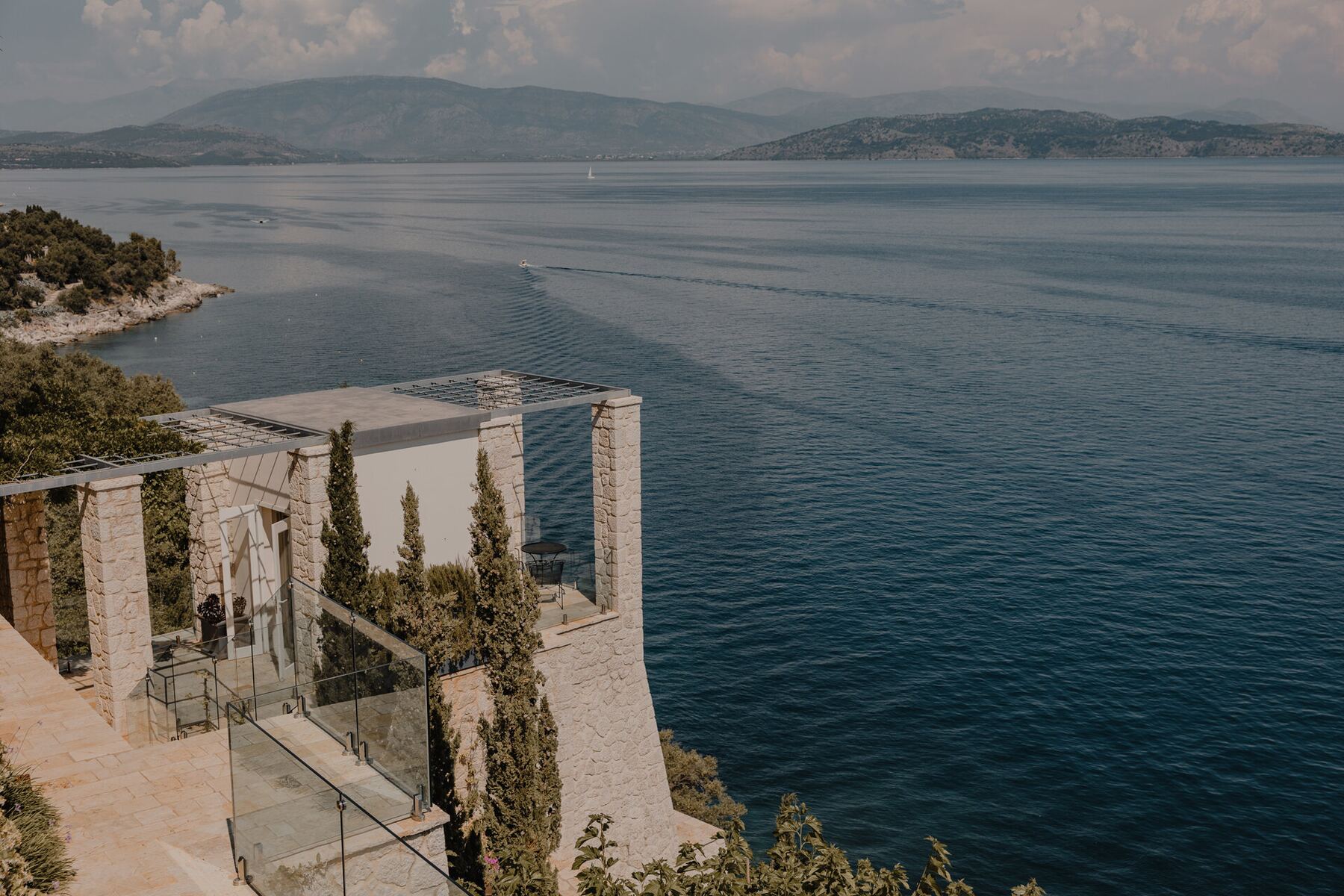 Vue panoramique sur la mer Ionienne, villa de luxe Corfu