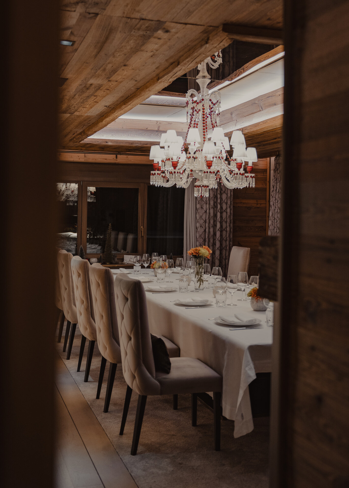 Salle à manger, chalet de luxe Crans-Montana