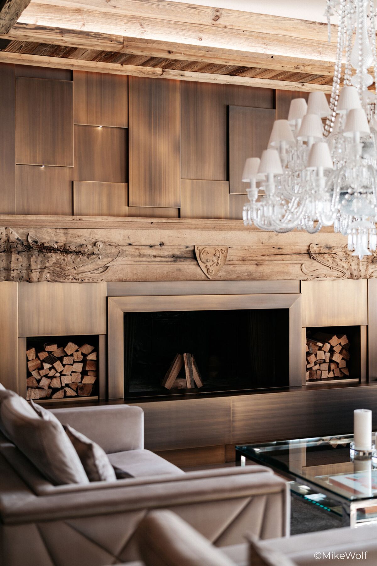 Salon principal, chalet de luxe Crans-Montana