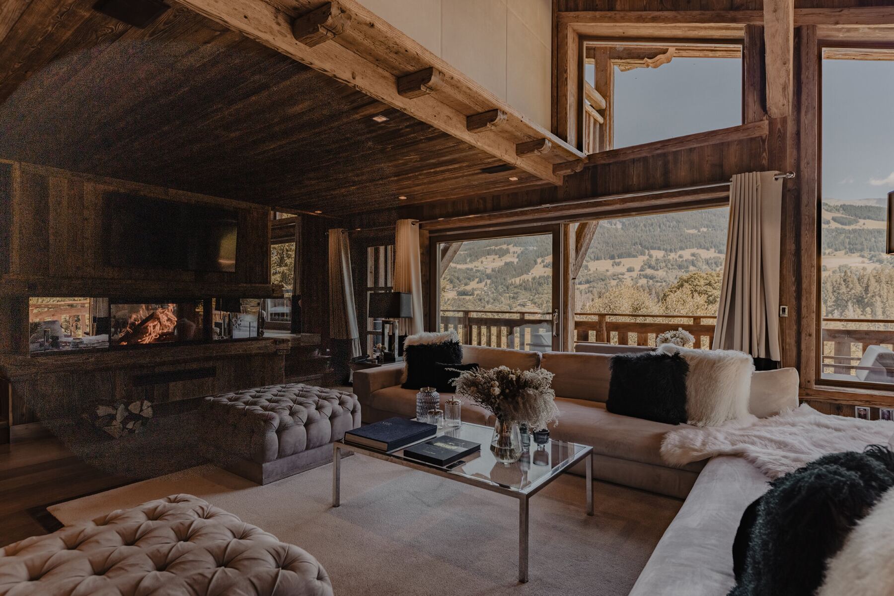 Salon principal, chalet de luxe Megève