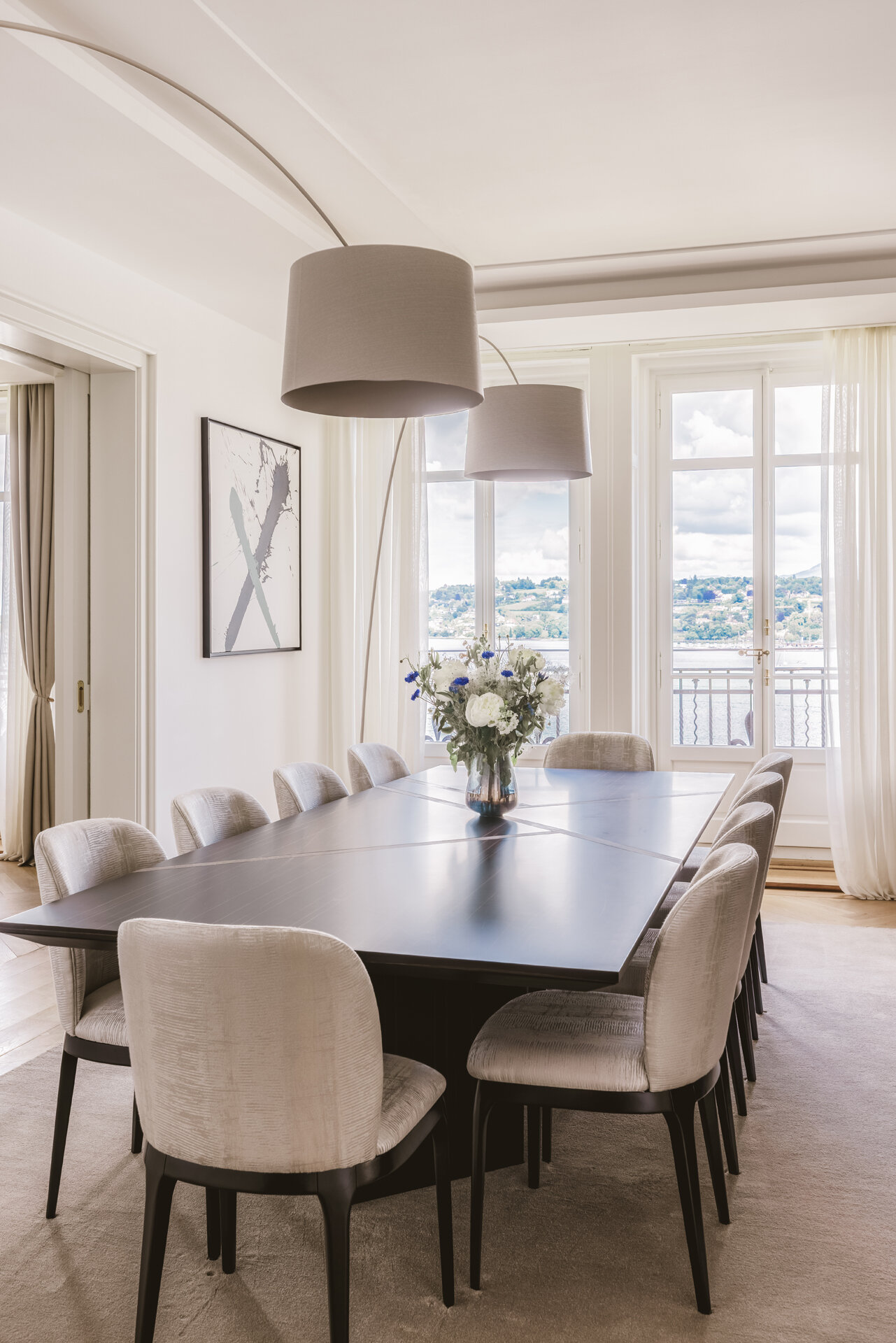 Salle à manger, appartement de luxe Genève quai Wilson