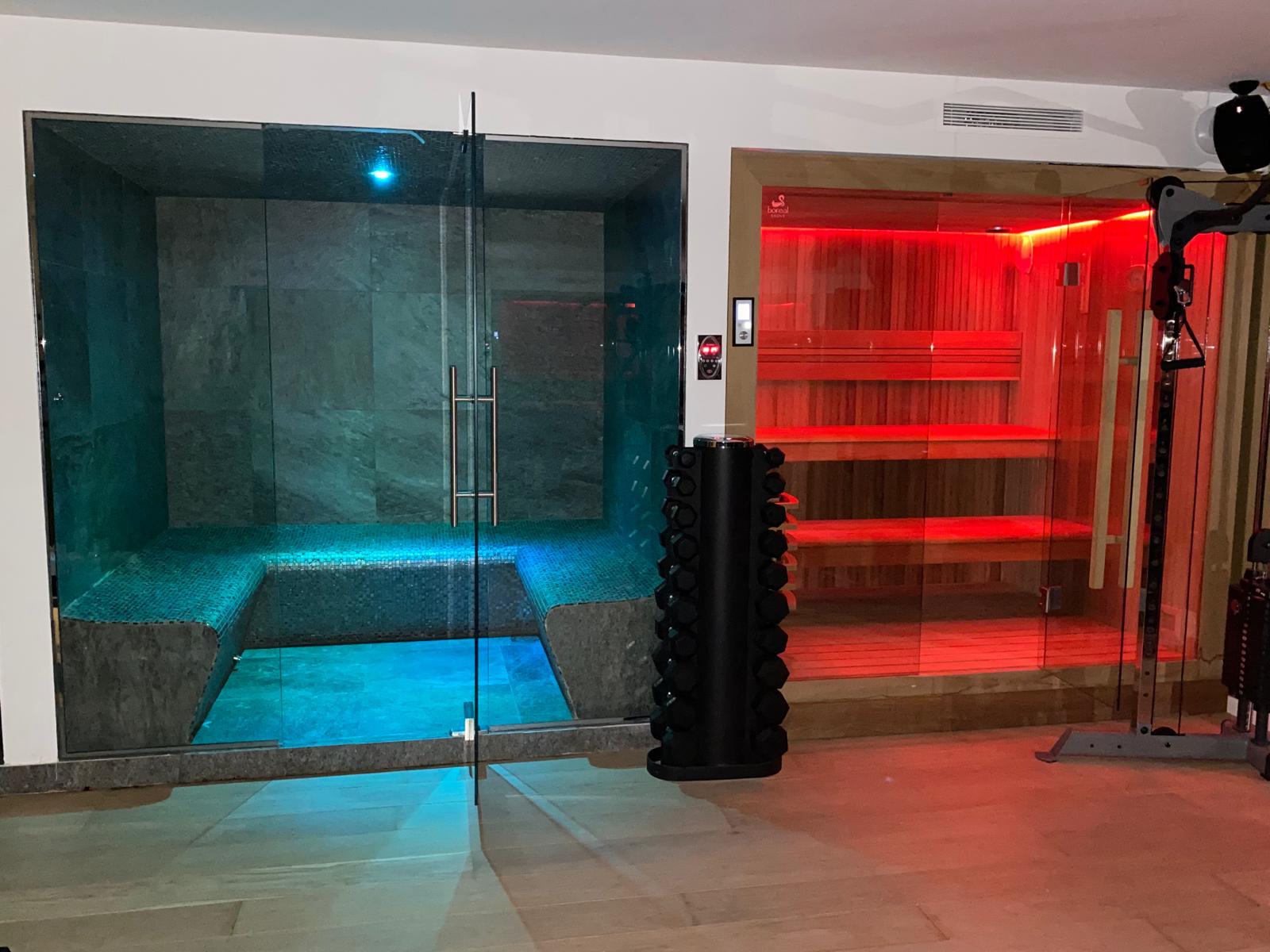 Spa avec hammam et sauna, espace bien-être Villa Mougins